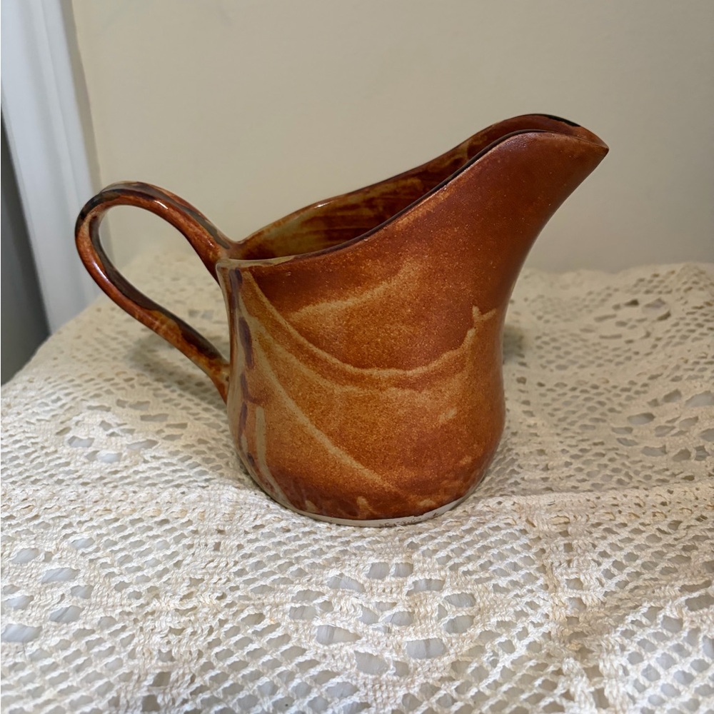 Brown tone Pottery Jug pitcher handmade  Vintage